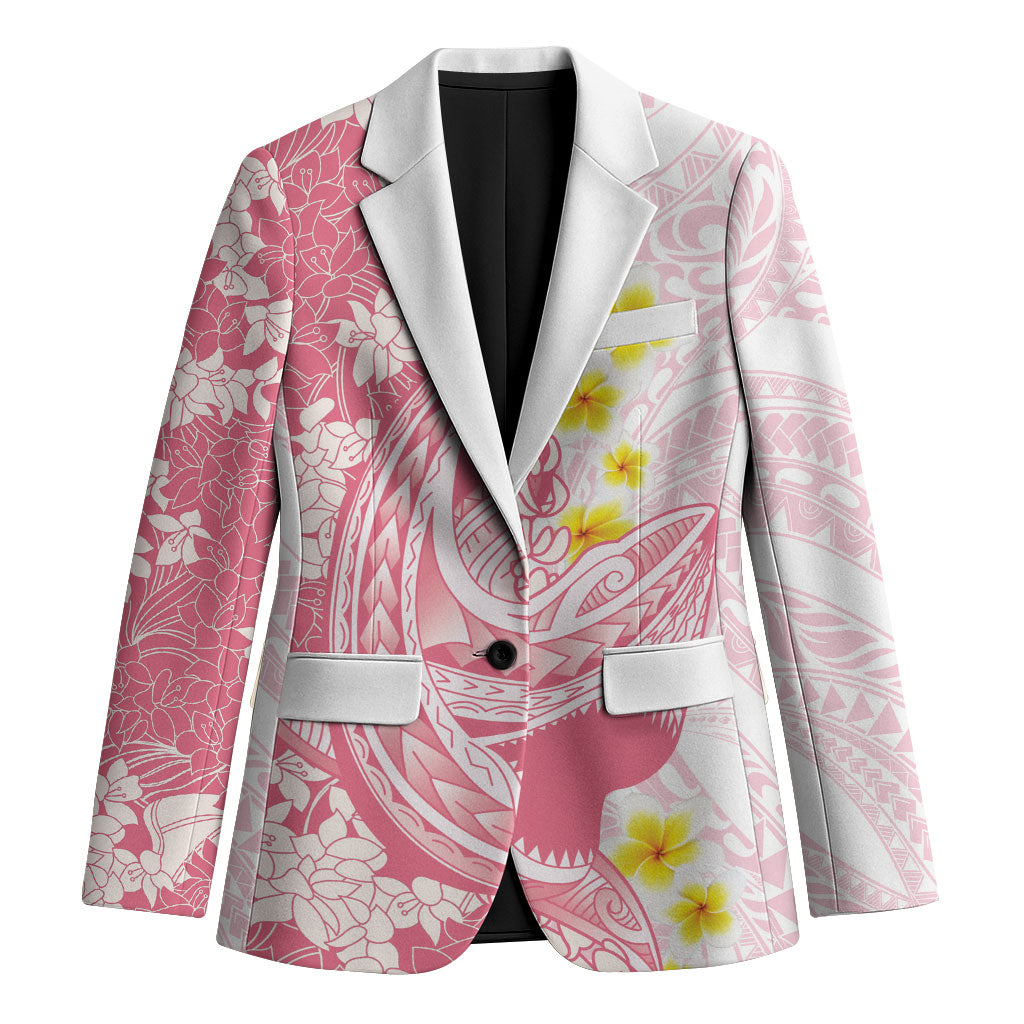 Pink Hawaii Shark Tattoo Blazer Puakenikeni Lei Plumeria Polynesian Pattern