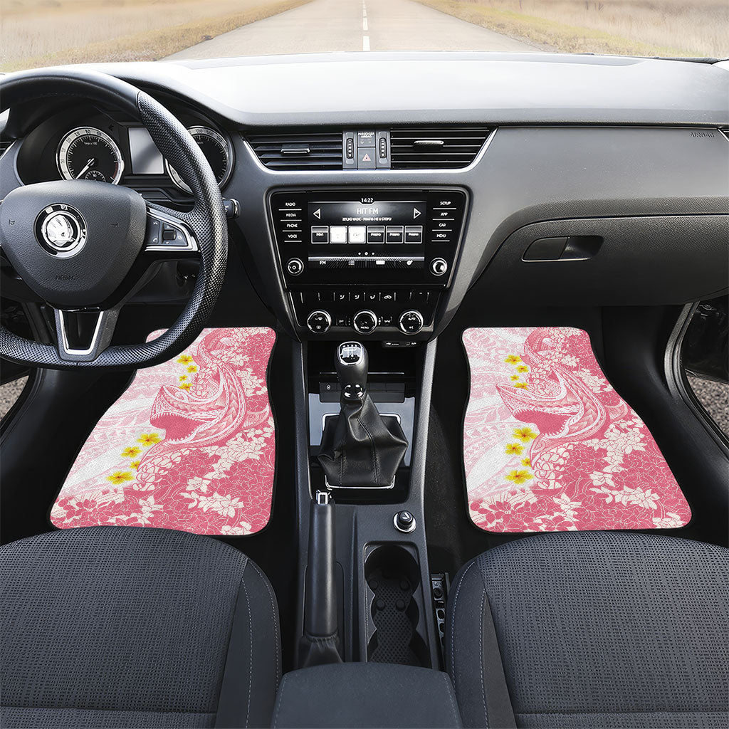 Pink Hawaii Shark Tattoo Car Mats Puakenikeni Lei Plumeria Polynesian Pattern