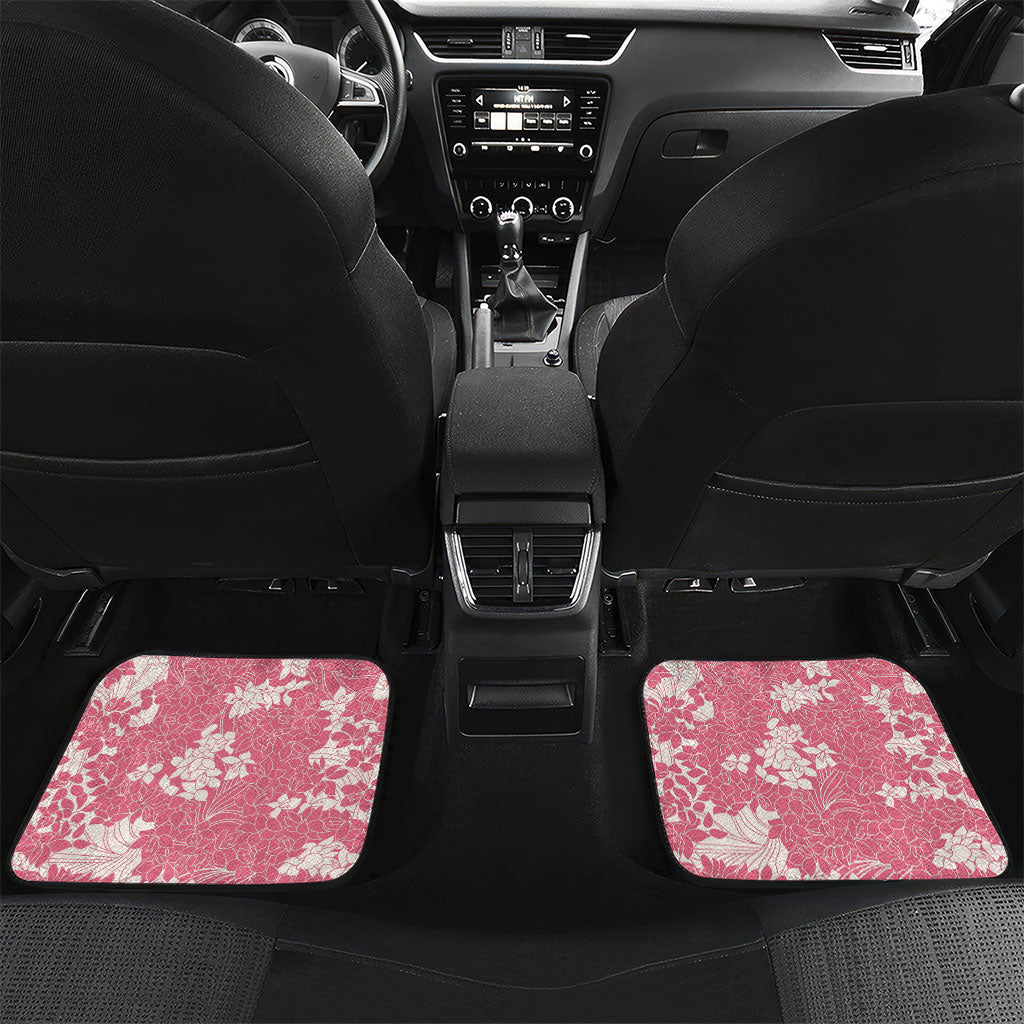 Pink Hawaii Shark Tattoo Car Mats Puakenikeni Lei Plumeria Polynesian Pattern
