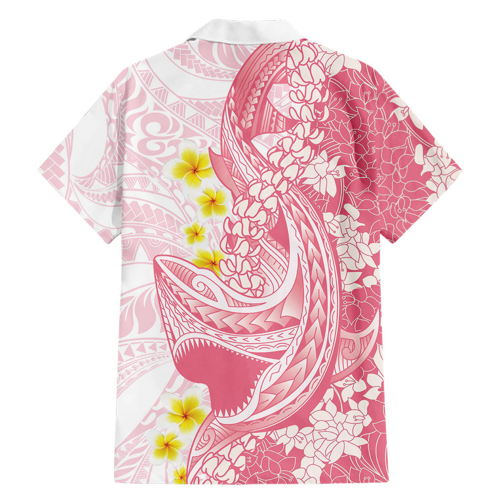 Pink Hawaii Shark Tattoo Family Matching Short Sleeve Bodycon Dress and Hawaiian Shirt Puakenikeni Lei Plumeria Polynesian Pattern LT14 - Polynesian Pride