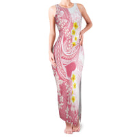 Pink Hawaii Shark Tattoo Family Matching Tank Maxi Dress and Hawaiian Shirt Puakenikeni Lei Plumeria Polynesian Pattern