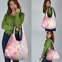 Pink Hawaii Shark Tattoo Grocery Bag Puakenikeni Lei Plumeria Polynesian Pattern