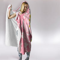 Pink Hawaii Shark Tattoo Hooded Blanket Puakenikeni Lei Plumeria Polynesian Pattern