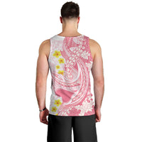 Pink Hawaii Shark Tattoo Men Tank Top Puakenikeni Lei Plumeria Polynesian Pattern