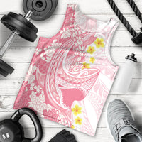 Pink Hawaii Shark Tattoo Men Tank Top Puakenikeni Lei Plumeria Polynesian Pattern
