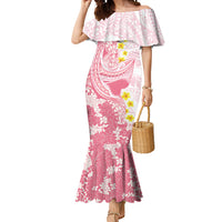Pink Hawaii Shark Tattoo Mermaid Dress Puakenikeni Lei Plumeria Polynesian Pattern