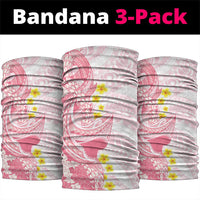 Pink Hawaii Shark Tattoo Neck Gaiter Puakenikeni Lei Plumeria Polynesian Pattern