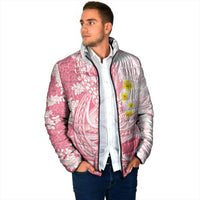 Pink Hawaii Shark Tattoo Padded Jacket Puakenikeni Lei Plumeria Polynesian Pattern LT14 - Polynesian Pride