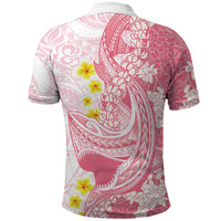 Pink Hawaii Shark Tattoo Polo Shirt Puakenikeni Lei Plumeria Polynesian Pattern LT14 - Polynesian Pride