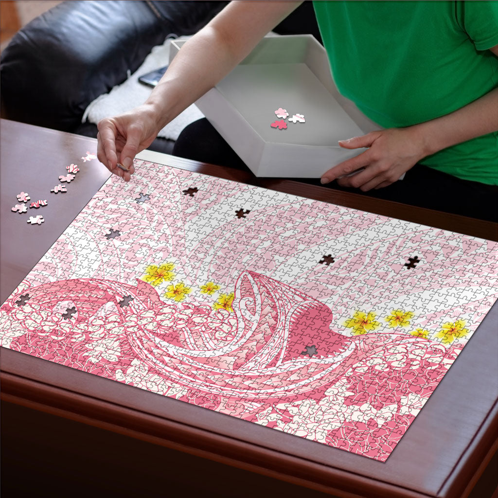 Pink Hawaii Shark Tattoo Puzzle Puakenikeni Lei Plumeria Polynesian Pattern
