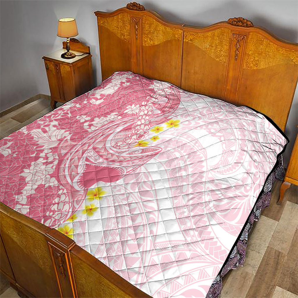 Pink Hawaii Shark Tattoo Quilt Puakenikeni Lei Plumeria Polynesian Pattern