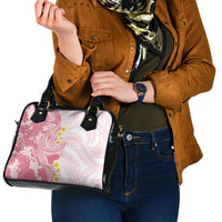Pink Hawaii Shark Tattoo Shoulder Handbag Puakenikeni Lei Plumeria Polynesian Pattern