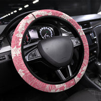 Pink Hawaii Shark Tattoo Steering Wheel Cover Puakenikeni Lei Plumeria Polynesian Pattern