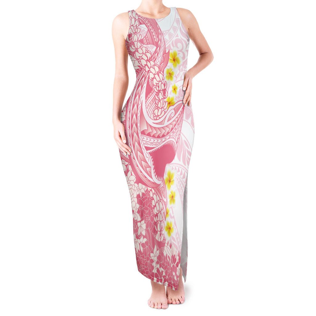 Pink Hawaii Shark Tattoo Tank Maxi Dress Puakenikeni Lei Plumeria Polynesian Pattern