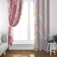 Pink Hawaii Shark Tattoo Window Curtain Puakenikeni Lei Plumeria Polynesian Pattern