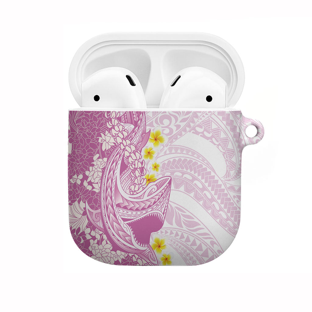 Purple Hawaii Shark Tattoo AirPods Case Puakenikeni Lei Plumeria Polynesian Pattern
