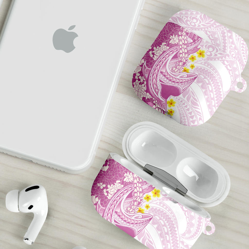 Purple Hawaii Shark Tattoo AirPods Case Puakenikeni Lei Plumeria Polynesian Pattern