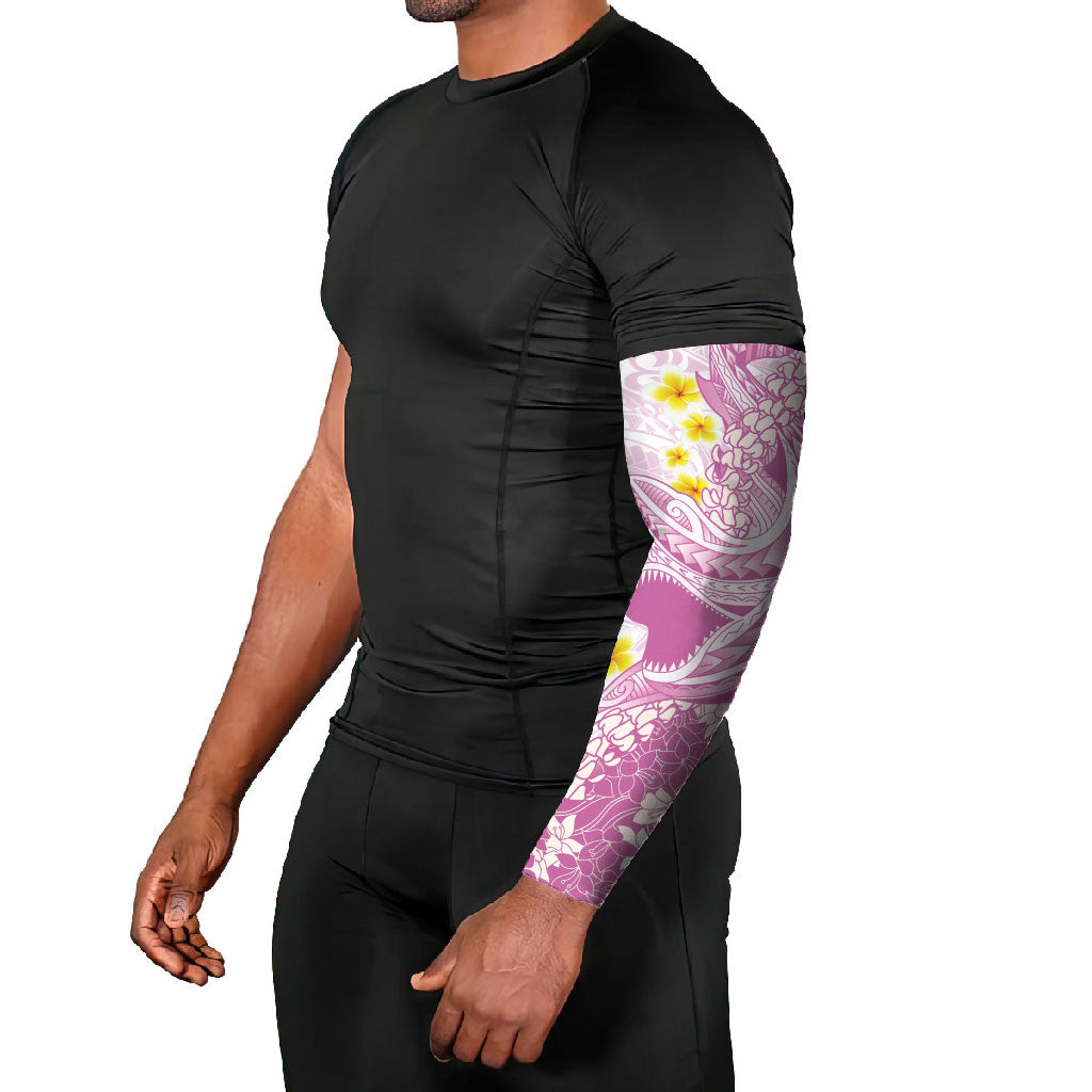 Purple Hawaii Shark Tattoo Arm Sleeves Puakenikeni Lei Plumeria Polynesian Pattern