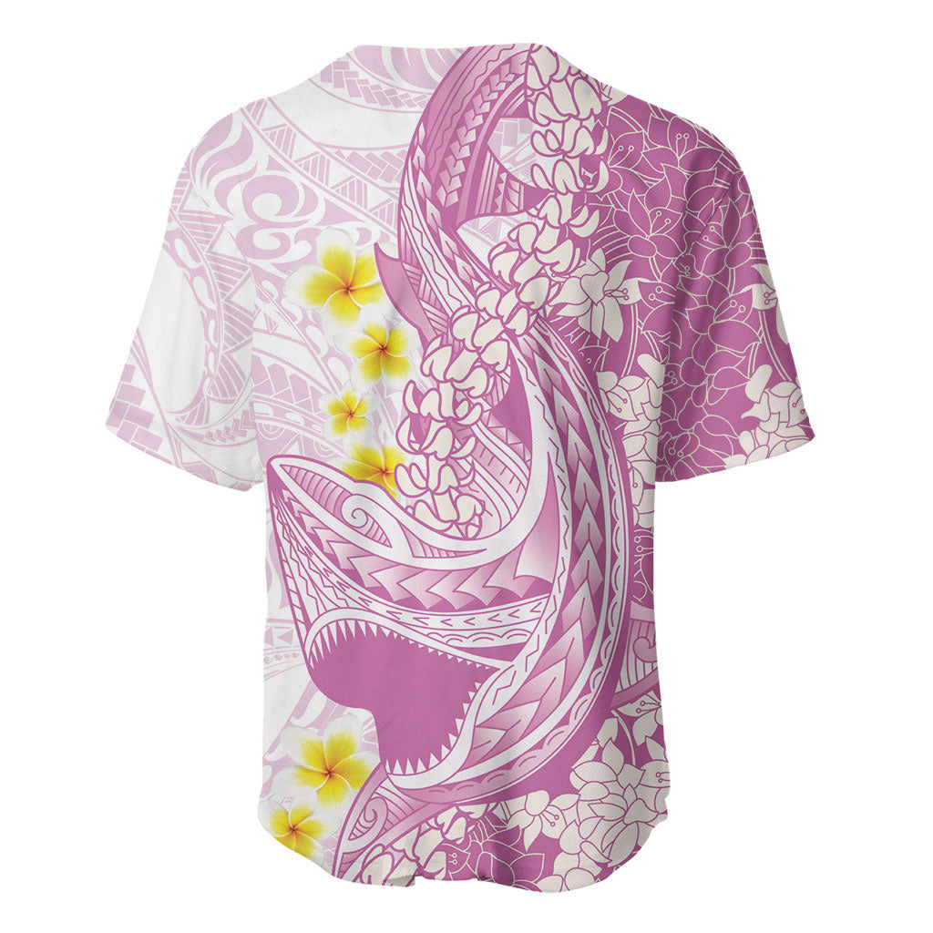 Purple Hawaii Shark Tattoo Baseball Jersey Puakenikeni Lei Plumeria Polynesian Pattern