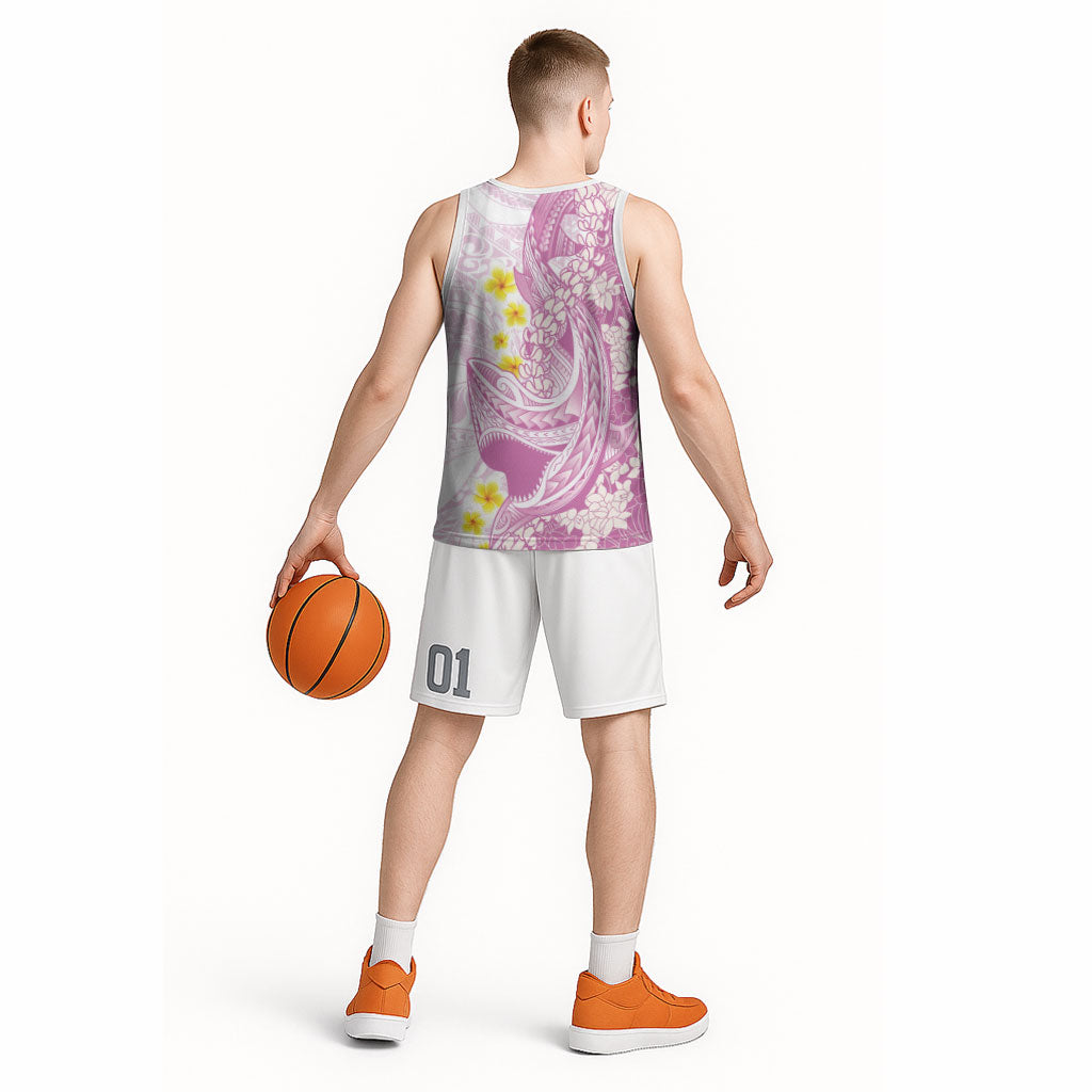 Purple Hawaii Shark Tattoo Basketball Jersey Puakenikeni Lei Plumeria Polynesian Pattern LT14 - Polynesian Pride