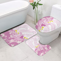 Purple Hawaii Shark Tattoo Bathroom Set Puakenikeni Lei Plumeria Polynesian Pattern