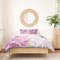 Purple Hawaii Shark Tattoo Bedding Set Puakenikeni Lei Plumeria Polynesian Pattern