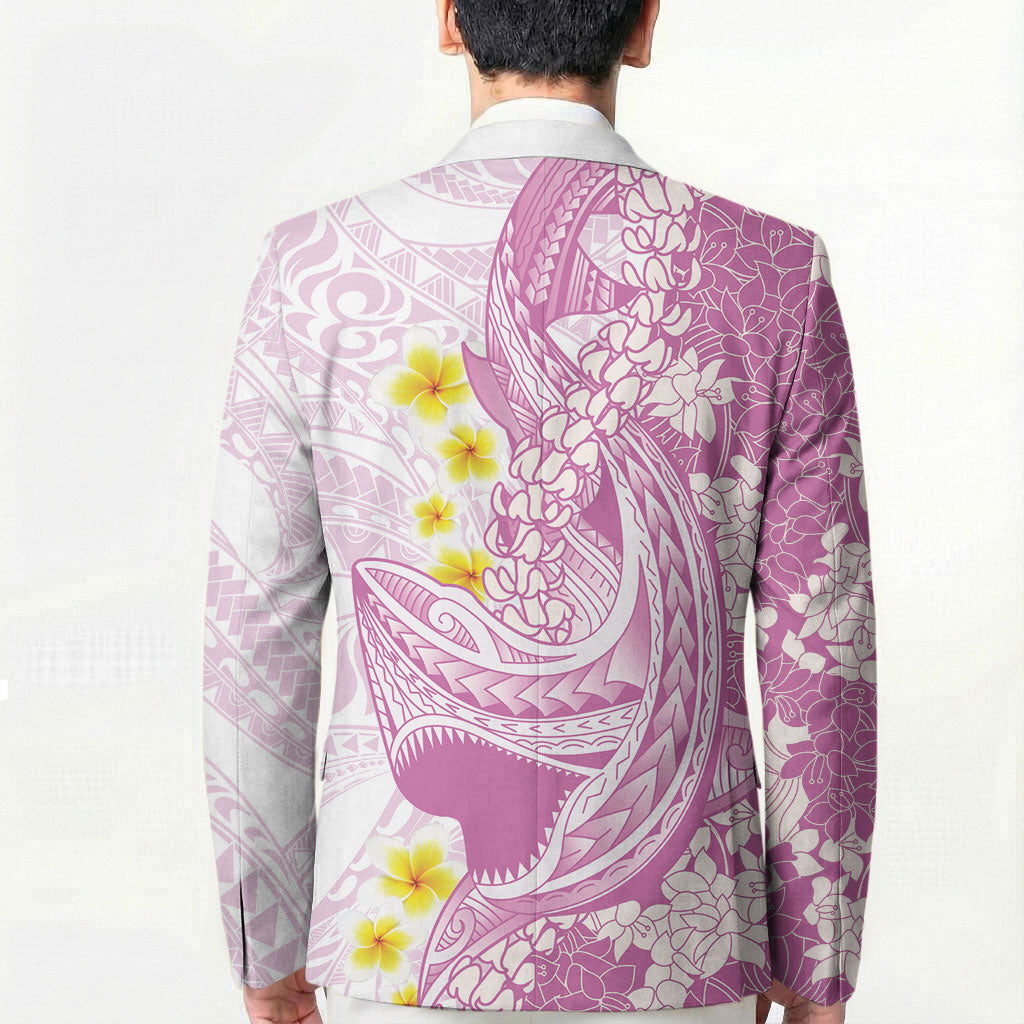 Purple Hawaii Shark Tattoo Blazer Puakenikeni Lei Plumeria Polynesian Pattern