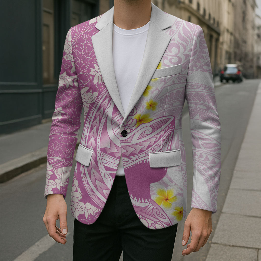 Purple Hawaii Shark Tattoo Blazer Puakenikeni Lei Plumeria Polynesian Pattern