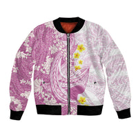 Purple Hawaii Shark Tattoo Bomber Jacket Puakenikeni Lei Plumeria Polynesian Pattern