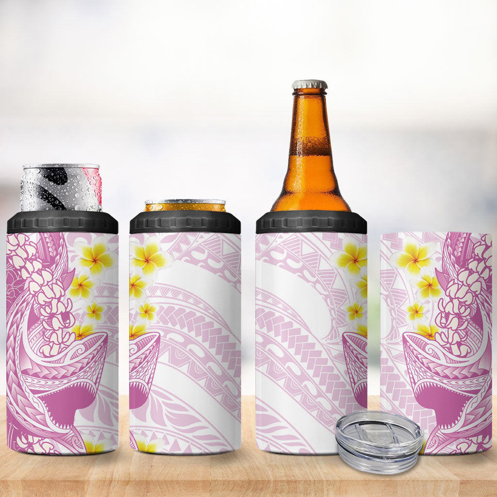 Purple Hawaii Shark Tattoo 4 in 1 Can Cooler Tumbler Puakenikeni Lei Plumeria Polynesian Pattern LT14 - Polynesian Pride