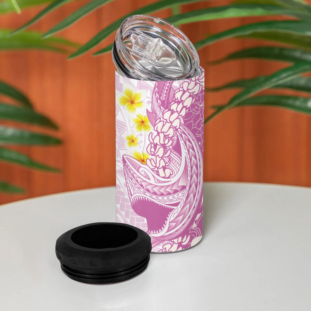Purple Hawaii Shark Tattoo 4 in 1 Can Cooler Tumbler Puakenikeni Lei Plumeria Polynesian Pattern LT14 - Polynesian Pride