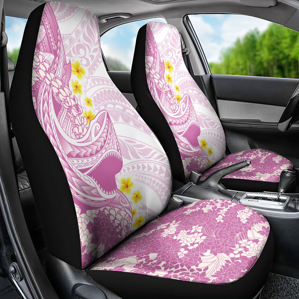 Purple Hawaii Shark Tattoo Car Seat Cover Puakenikeni Lei Plumeria Polynesian Pattern