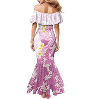 Purple Hawaii Shark Tattoo Family Matching Mermaid Dress and Hawaiian Shirt Puakenikeni Lei Plumeria Polynesian Pattern