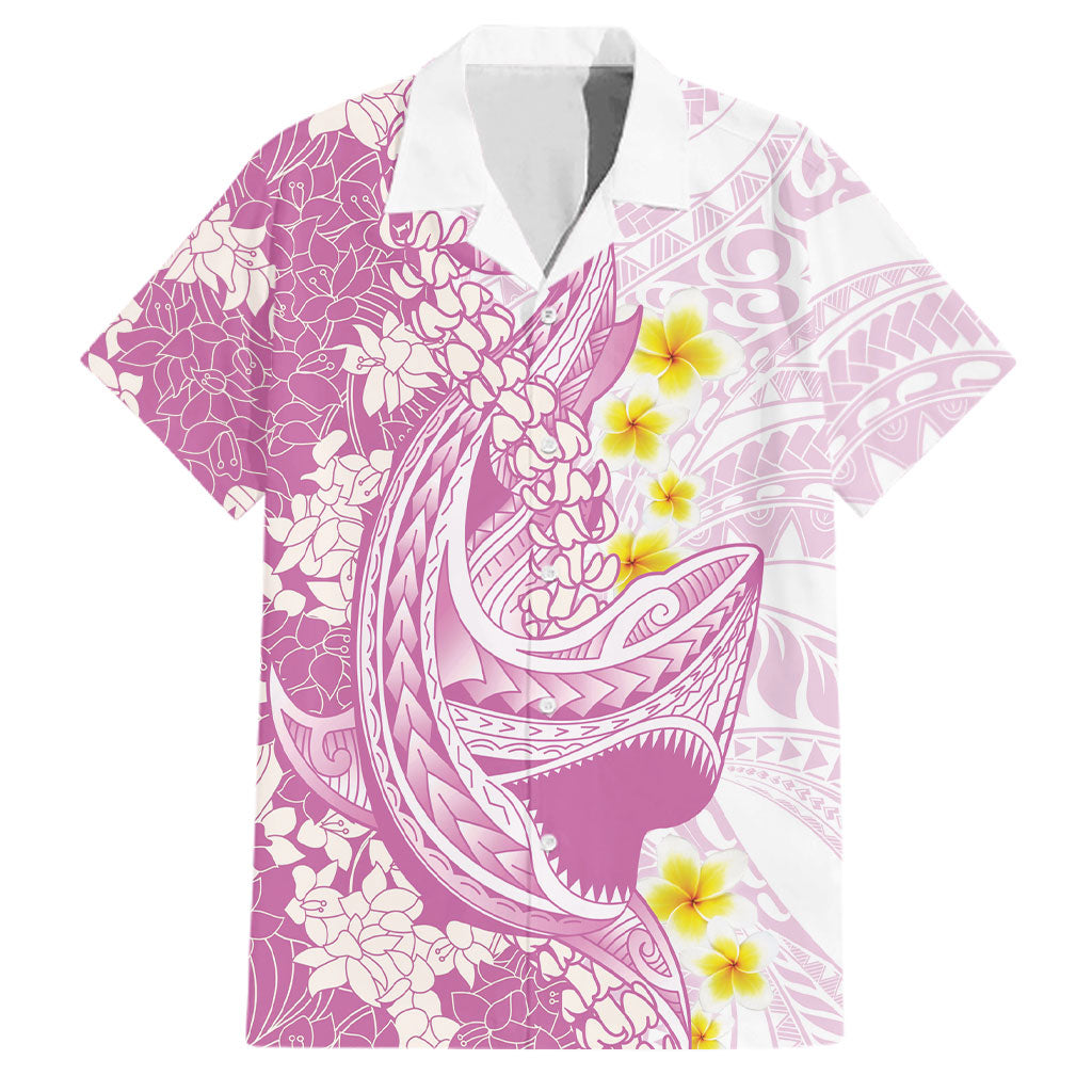 Purple Hawaii Shark Tattoo Family Matching Tank Maxi Dress and Hawaiian Shirt Puakenikeni Lei Plumeria Polynesian Pattern LT14 Dad's Shirt - Short Sleeve Purple - Polynesian Pride