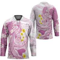 Purple Hawaii Shark Tattoo Hockey Jersey Puakenikeni Lei Plumeria Polynesian Pattern
