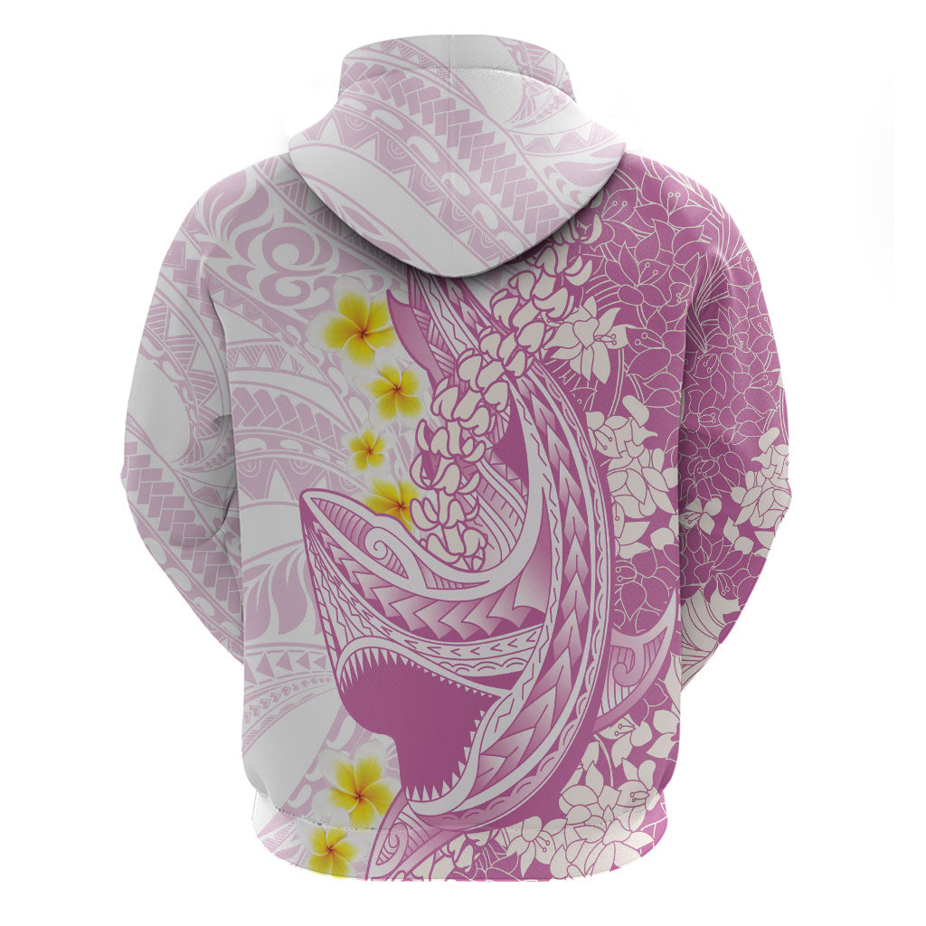 Purple Hawaii Shark Tattoo Hoodie Puakenikeni Lei Plumeria Polynesian Pattern