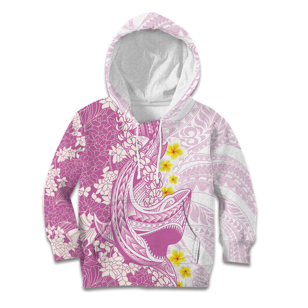 Purple Hawaii Shark Tattoo Kid Hoodie Puakenikeni Lei Plumeria Polynesian Pattern LT14 Hoodie Purple - Polynesian Pride