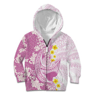 Purple Hawaii Shark Tattoo Kid Hoodie Puakenikeni Lei Plumeria Polynesian Pattern LT14 Zip Hoodie Purple - Polynesian Pride