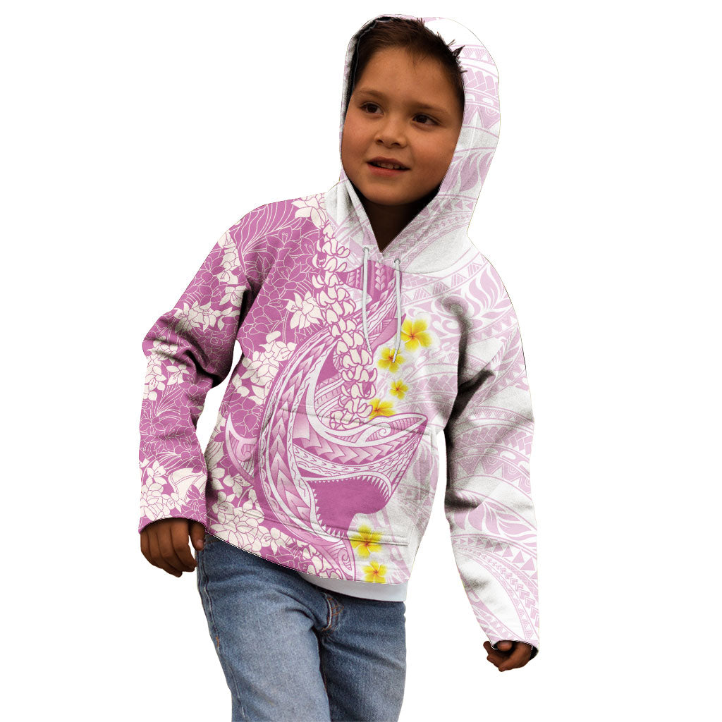 Purple Hawaii Shark Tattoo Kid Hoodie Puakenikeni Lei Plumeria Polynesian Pattern LT14 - Polynesian Pride