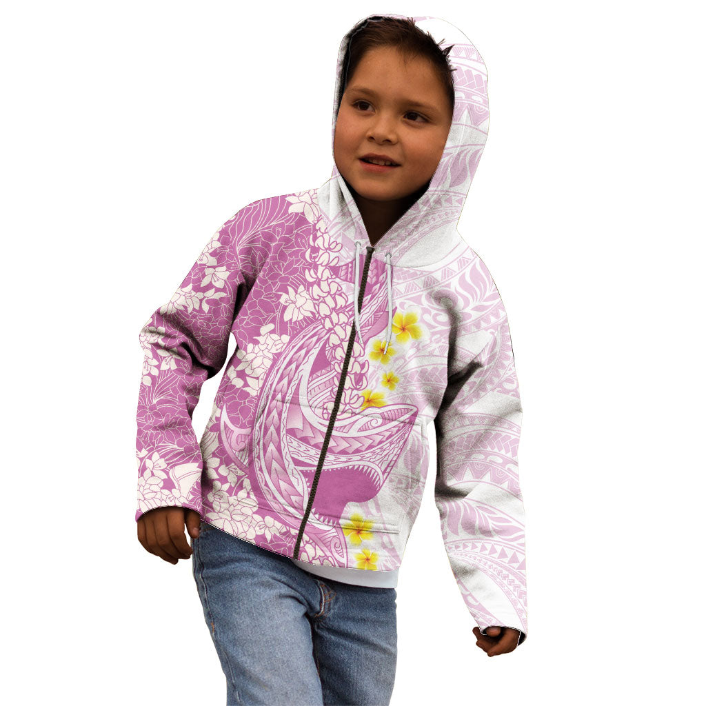 Purple Hawaii Shark Tattoo Kid Hoodie Puakenikeni Lei Plumeria Polynesian Pattern LT14 - Polynesian Pride