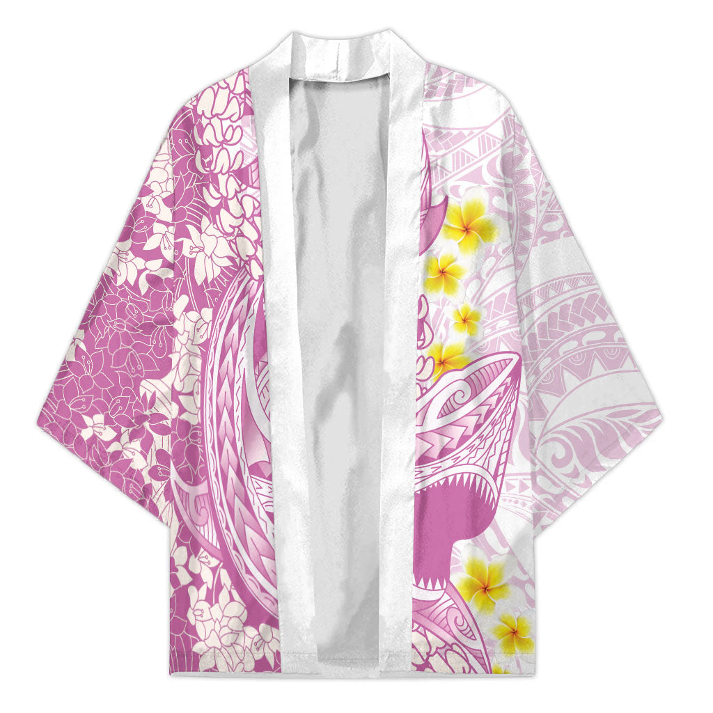 Purple Hawaii Shark Tattoo Kimono Puakenikeni Lei Plumeria Polynesian Pattern