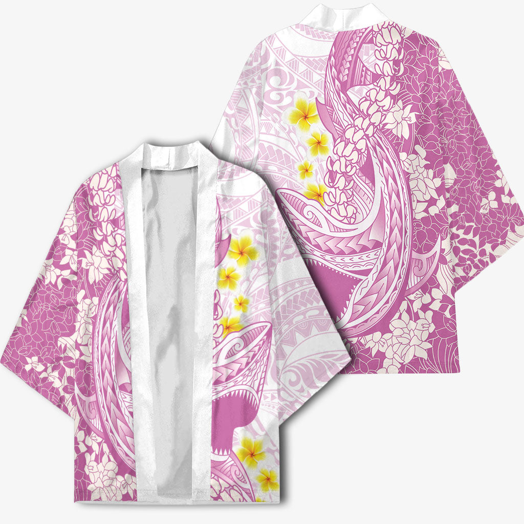 Purple Hawaii Shark Tattoo Kimono Puakenikeni Lei Plumeria Polynesian Pattern