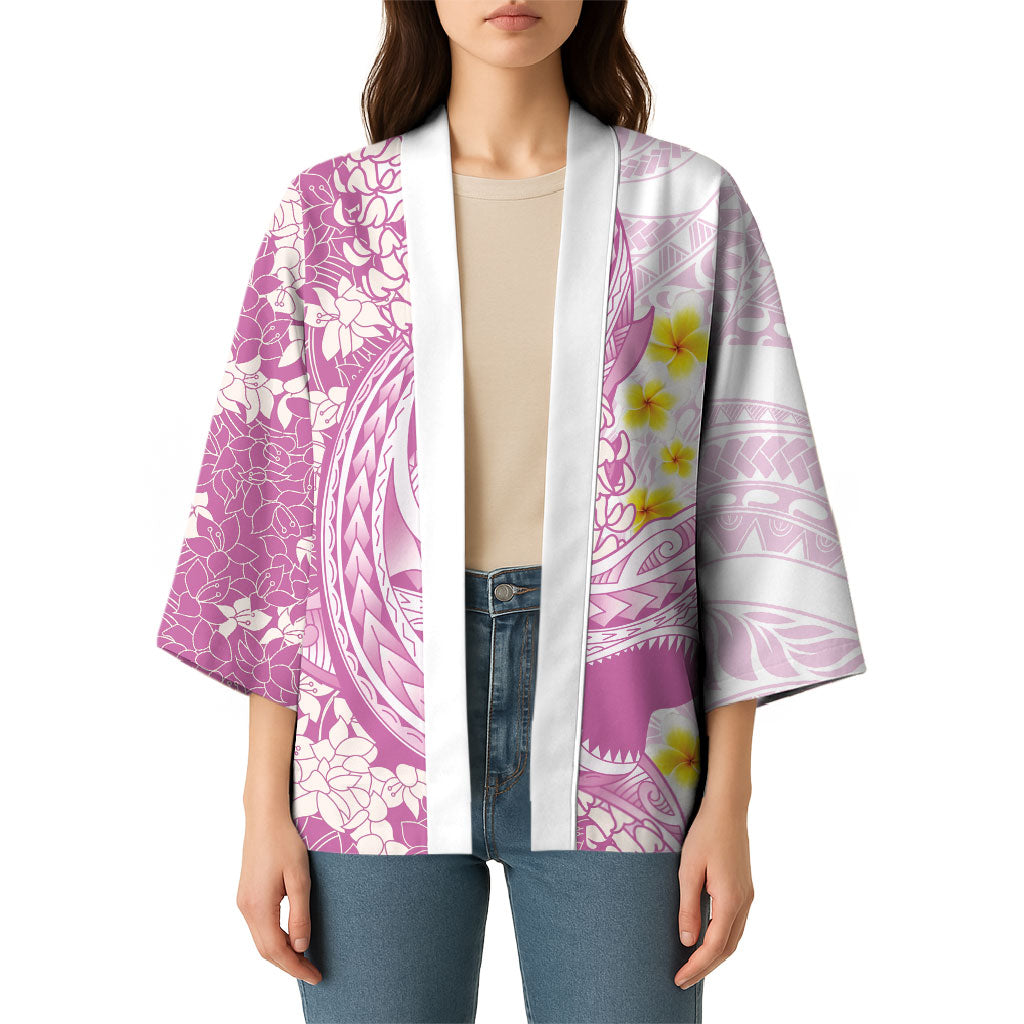 Purple Hawaii Shark Tattoo Kimono Puakenikeni Lei Plumeria Polynesian Pattern