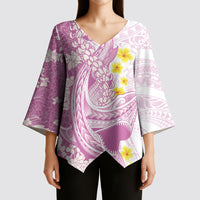 Purple Hawaii Shark Tattoo Kimono Sleeve Blouse Puakenikeni Lei Plumeria Polynesian Pattern