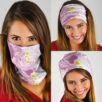 Purple Hawaii Shark Tattoo Neck Gaiter Puakenikeni Lei Plumeria Polynesian Pattern