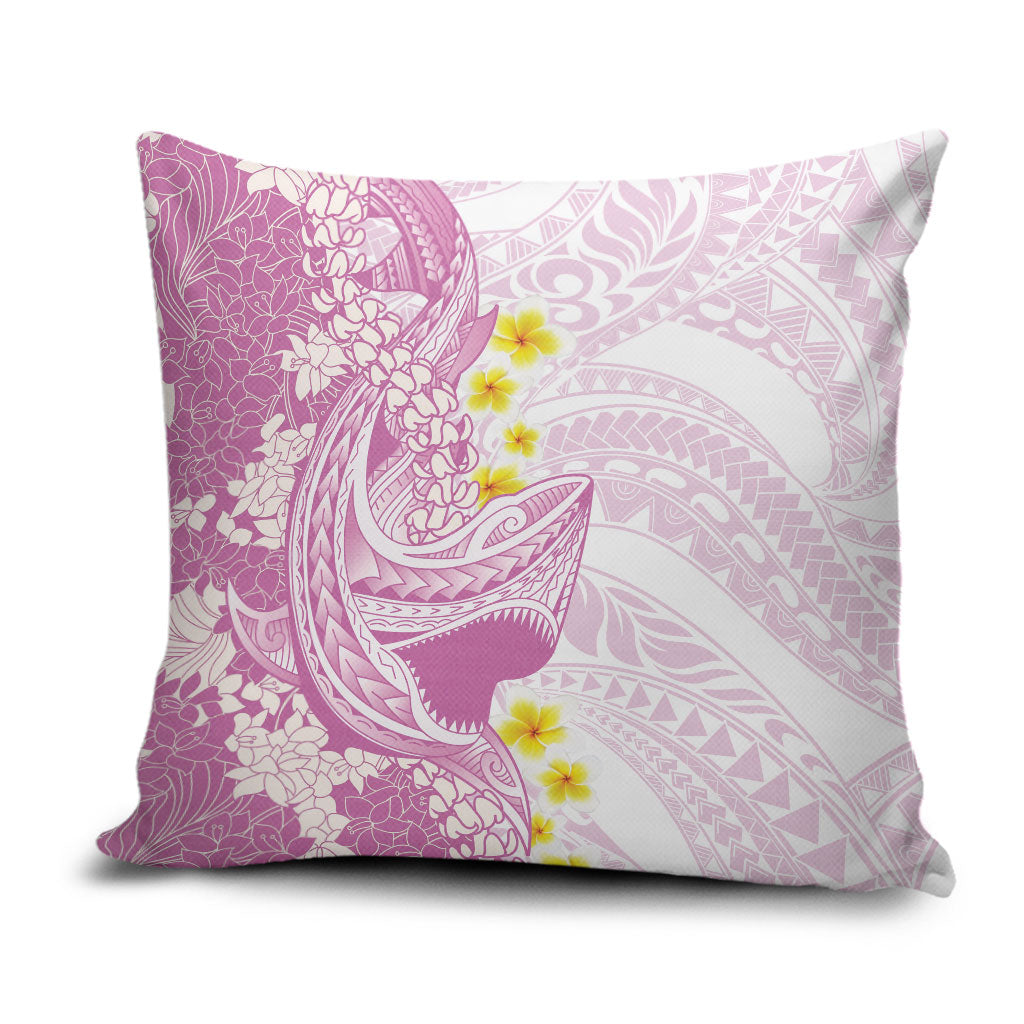 Purple Hawaii Shark Tattoo Pillow Cover Puakenikeni Lei Plumeria Polynesian Pattern