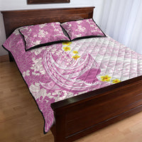 Purple Hawaii Shark Tattoo Quilt Bed Set Puakenikeni Lei Plumeria Polynesian Pattern