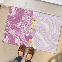Purple Hawaii Shark Tattoo Rubber Doormat Puakenikeni Lei Plumeria Polynesian Pattern