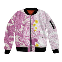 Purple Hawaii Shark Tattoo Sleeve Zip Bomber Jacket Puakenikeni Lei Plumeria Polynesian Pattern