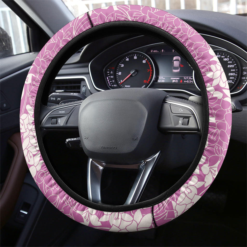 Purple Hawaii Shark Tattoo Steering Wheel Cover Puakenikeni Lei Plumeria Polynesian Pattern